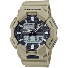 Casio G-Shock GA-010-5AER Ανδρικό Αναλογικό-Ψηφιακό Ρολόι Μπεζ με Μαύρο Καντράν, Χρονόμετρο και Αντοχή στο Νερό 200m